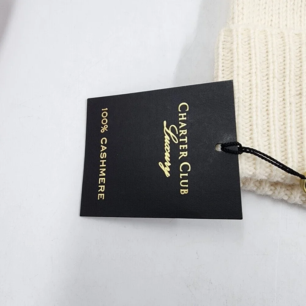 *FIRM PRICE* Charter Club 100% Cashmere Cuffed Beanie One Size Ribbed Cuff